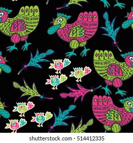 Seamless pattern with chickens.