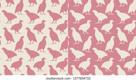 seamless pattern with chickens silhouette in pink colors