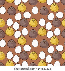 seamless pattern with chicks and eggs