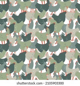 Seamless pattern with chiken. Cute cartoon characters. Vector illustration.