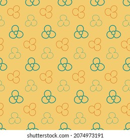 Nahtlose Muster, kindisch gezeichnet, blaue Blume auf gelbem Hintergrund, Tapete, die das Stoffdesign umhüllt, Vektorgrafik