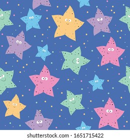 Seamless pattern for Children. Cute hand drawn starfishes. Good for wrapping paper, textile print, wall paper, poster, card or decoration.