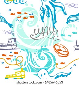 seamless pattern for children on the marine theme