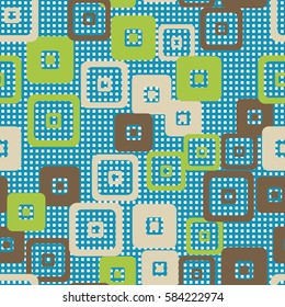 Seamless pattern. For children. Rounded squares. Indiscriminate location. Random variation. Flat. Wallpaper.