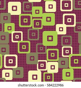 Seamless pattern. For children. Rounded squares. Indiscriminate location. Random variation. Flat. Wallpaper.