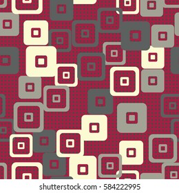 Seamless pattern. For children. Rounded squares. Indiscriminate location. Random variation. Flat. Wallpaper.