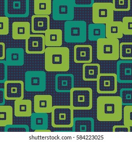 Seamless pattern. For children. Rounded squares. Indiscriminate location. Random variation. Flat. Wallpaper.