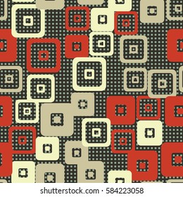 Seamless pattern. For children. Rounded squares. Indiscriminate location. Random variation. Flat. Wallpaper.