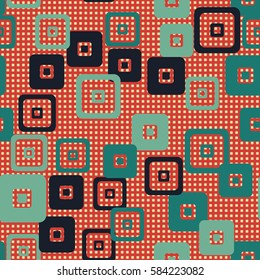 Seamless pattern. For children. Rounded squares. Indiscriminate location. Random variation. Flat. Wallpaper.