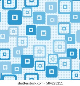 Seamless pattern. For children. Rounded squares. Indiscriminate location. Random variation. Flat. Wallpaper.
