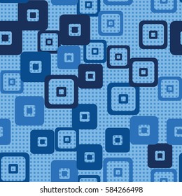 Seamless pattern. For children. Rounded squares. Indiscriminate location. Random variation. Flat. Wallpaper.
