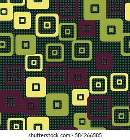 Seamless pattern. For children. Rounded squares. Indiscriminate location. Random variation. Flat. Wallpaper.