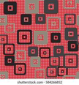 Seamless pattern. For children. Rounded squares. Indiscriminate location. Random variation. Flat. Wallpaper.