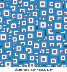Seamless pattern. For children. Rounded squares. Indiscriminate location. Random variation. Flat. Wallpaper.