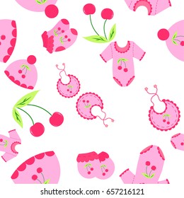 seamless pattern with children's clothes. Baby Wallpapers.