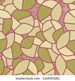 Seamless pattern. Children's color pattern consisting of sloppy broken ovals against a background of large squares consisting of blots.