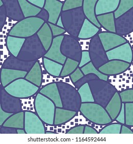 Seamless pattern. Children's colored pattern consisting of sloppy broken ovals against a background of placers consisting of rounded squares.
