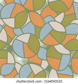 Seamless pattern. Children's colored pattern consisting of sloppy broken ovals against the background of the square suns.