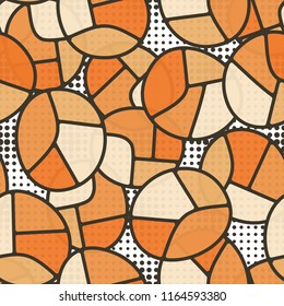 Seamless pattern. Children's colored pattern consisting of sloppy broken ovals against a background of rows of circles of different sizes.