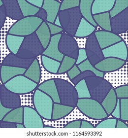 Seamless pattern. Children's colored pattern consisting of sloppy broken ovals against a background of rows of circles of different sizes.