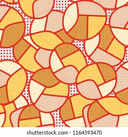 Seamless pattern. Children's colored pattern consisting of sloppy broken ovals against the background of rows of small squares.
