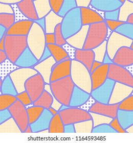 Seamless pattern. Children's colored pattern consisting of sloppy broken ovals against the background of rows of small squares.