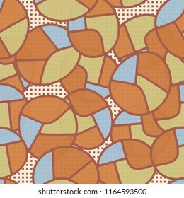 Seamless pattern. Children's colored pattern consisting of sloppy broken ovals against the background of rows of small squares.