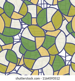 Seamless pattern. A children's colored pattern consisting of sloppy broken ovals on the background of a network containing irregular polygons.