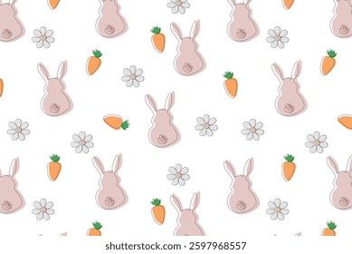 Seamless pattern, children's, cute bunny