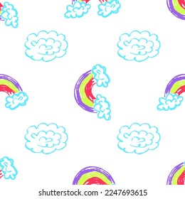 Seamless pattern. Children's drawings with wax crayons