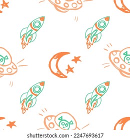 Seamless pattern. Children's drawings with wax crayons