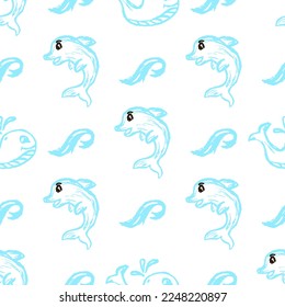 Seamless pattern. Children's drawings with wax crayons