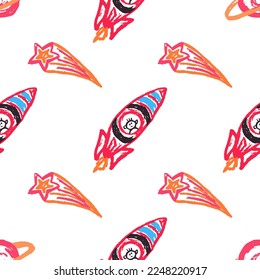 Seamless pattern. Children's drawings with wax crayons
