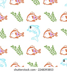 Seamless pattern. Children's drawings with wax crayons