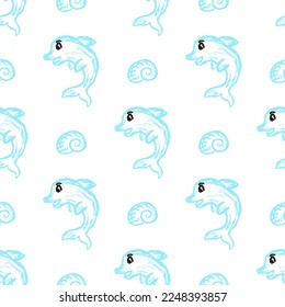 Seamless pattern. Children's drawings with wax crayons