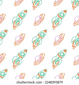 Seamless pattern. Children's drawings with wax crayons