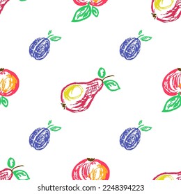 Seamless pattern. Children's drawings with wax crayons