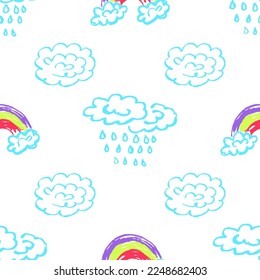 Seamless pattern. Children's drawings with wax crayons