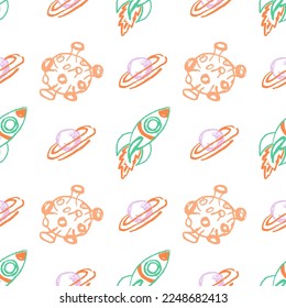 Seamless pattern. Children's drawings with wax crayons