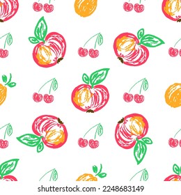 Seamless pattern. Children's drawings with wax crayons