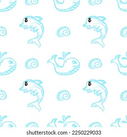 Seamless pattern. Children's drawings with wax crayons