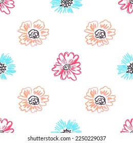 Seamless pattern. Children's drawings with wax crayons