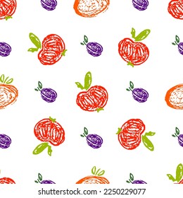 Seamless pattern. Children's drawings with wax crayons