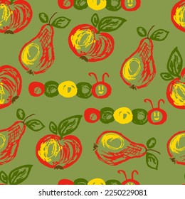 Seamless pattern. Children's drawings with wax crayons