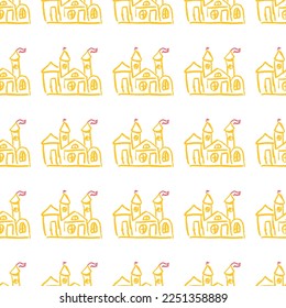 Seamless pattern. Children's drawings with wax crayons