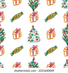 Seamless pattern. Children's drawings with wax crayons