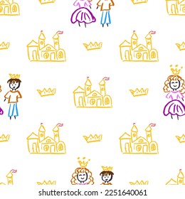 Seamless pattern. Children's drawings with wax crayons