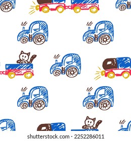 Seamless pattern. Children's drawings with wax crayons