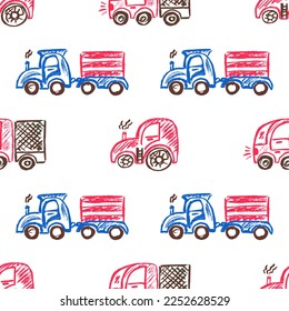 Seamless pattern. Children's drawings with wax crayons