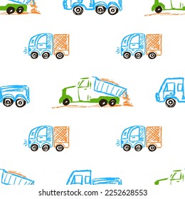 Seamless pattern. Children's drawings with wax crayons